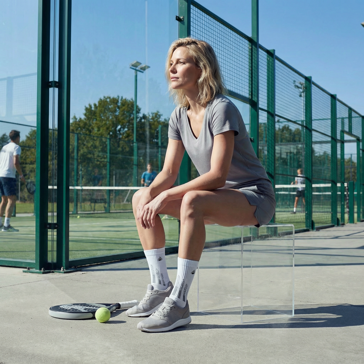 Chaussettes de Padel Crew Blanc/Gris